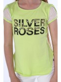 Girls\' T-shirt with mesh sleeves green NDZ0764 - Online store - Boutique